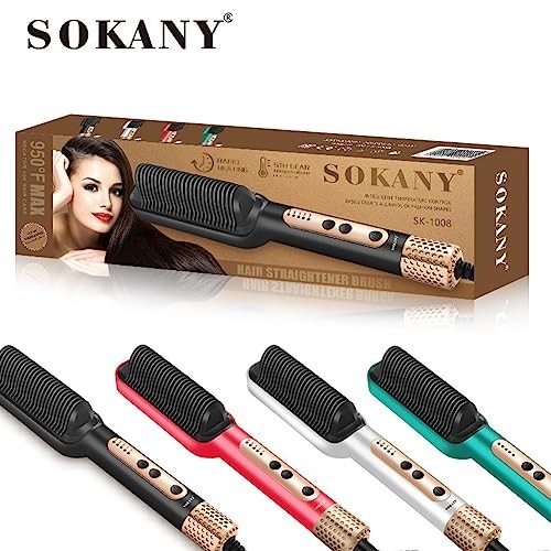 فرشاة فرد الشعر الأيونية من سوكاني SK-1008 – 2 في 1 (فرشاة + مكواة) – 5 إعدادات حرارة – تسخين سريع – حماية من الحروق