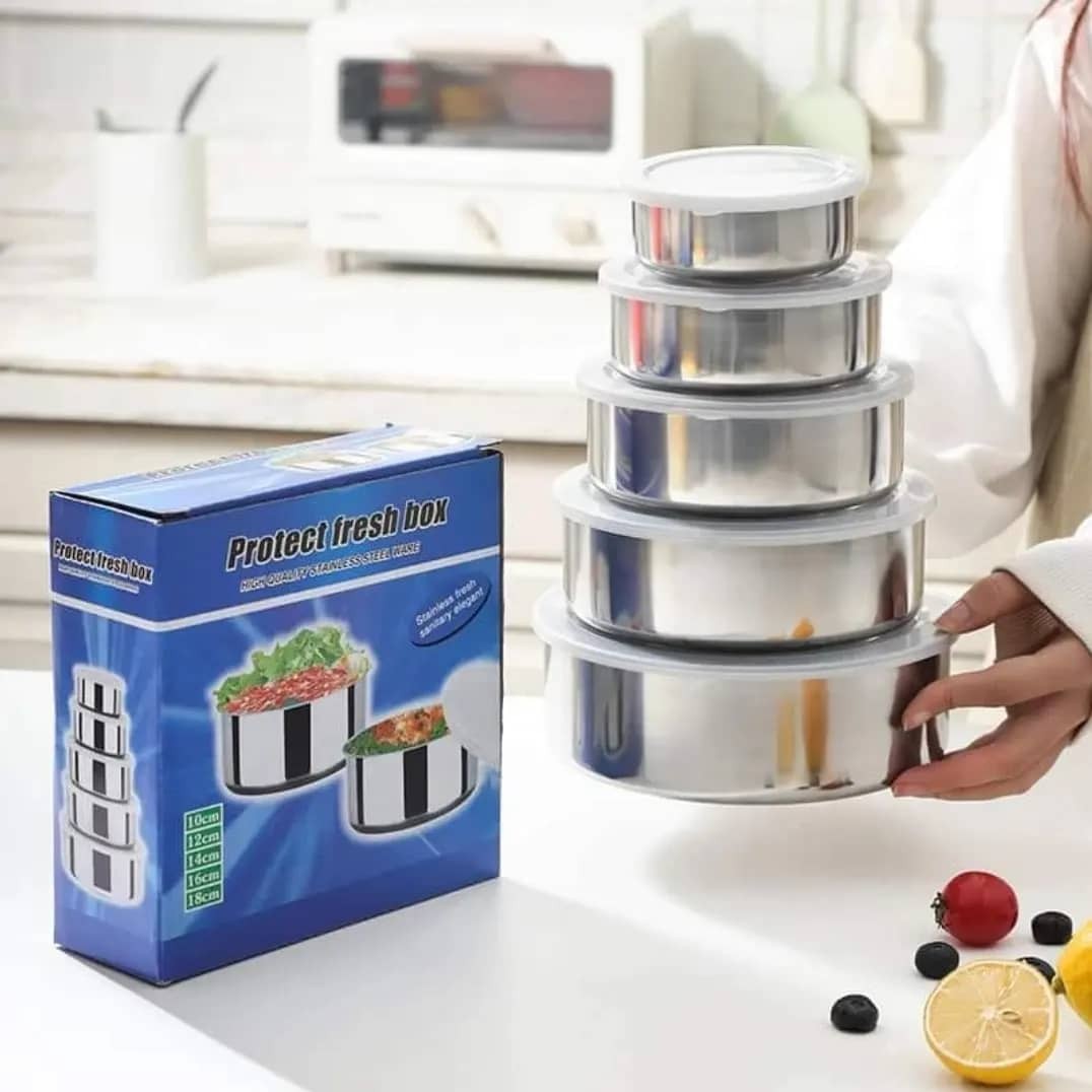 طقم حافظات طعام ستيل 5 حبات